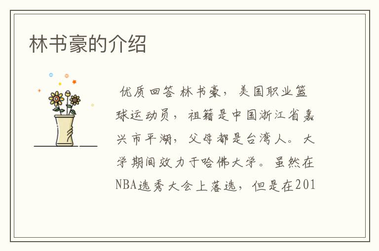 林书豪的介绍