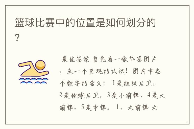 篮球比赛中的位置是如何划分的?