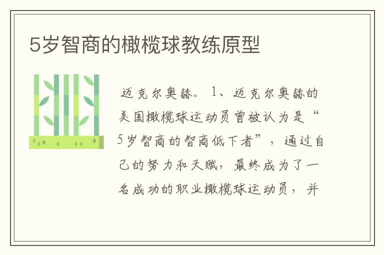 5岁智商的橄榄球教练原型