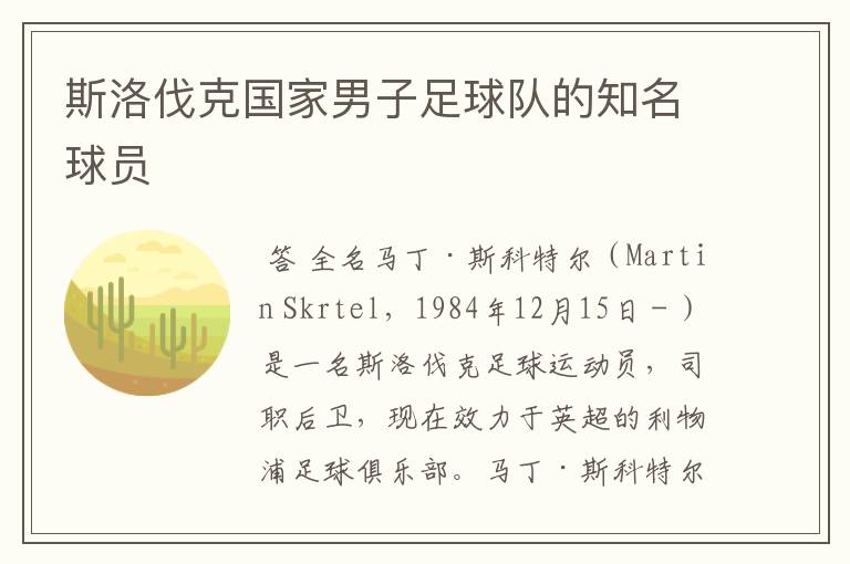 斯洛伐克国家男子足球队的知名球员