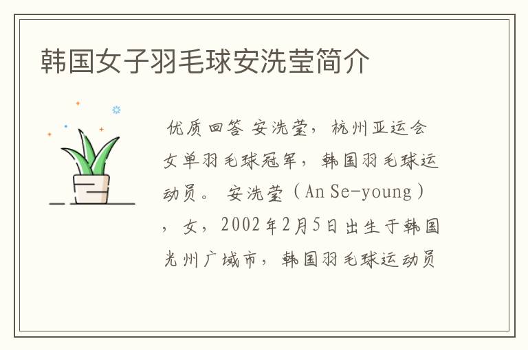 韩国女子羽毛球安洗莹简介