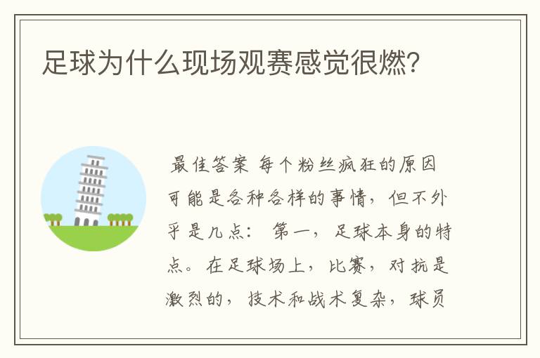 足球为什么现场观赛感觉很燃?