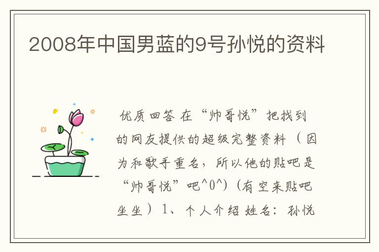2008年中国男蓝的9号孙悦的资料