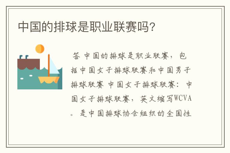 中国的排球是职业联赛吗?