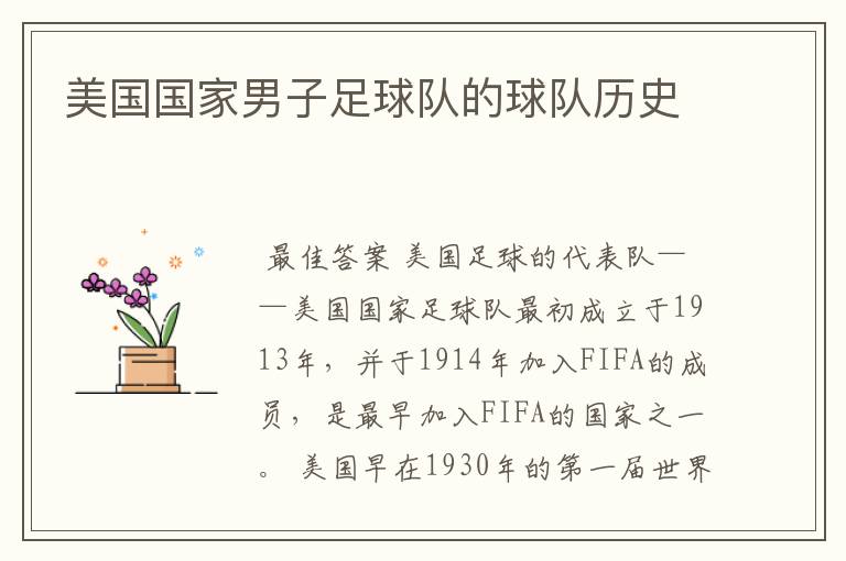 美国国家男子足球队的球队历史
