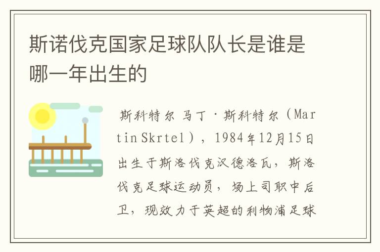 斯诺伐克国家足球队队长是谁是哪一年出生的