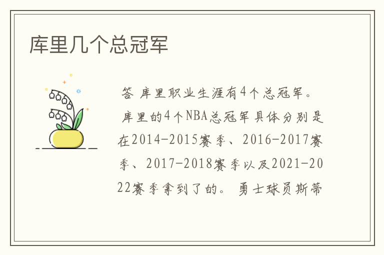 库里几个总冠军