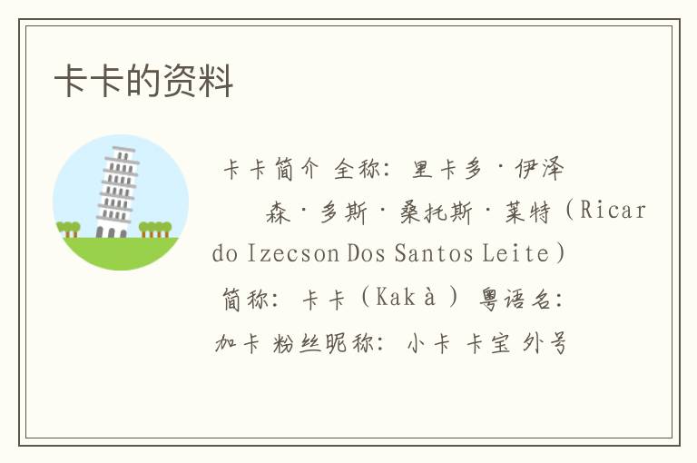 卡卡的资料