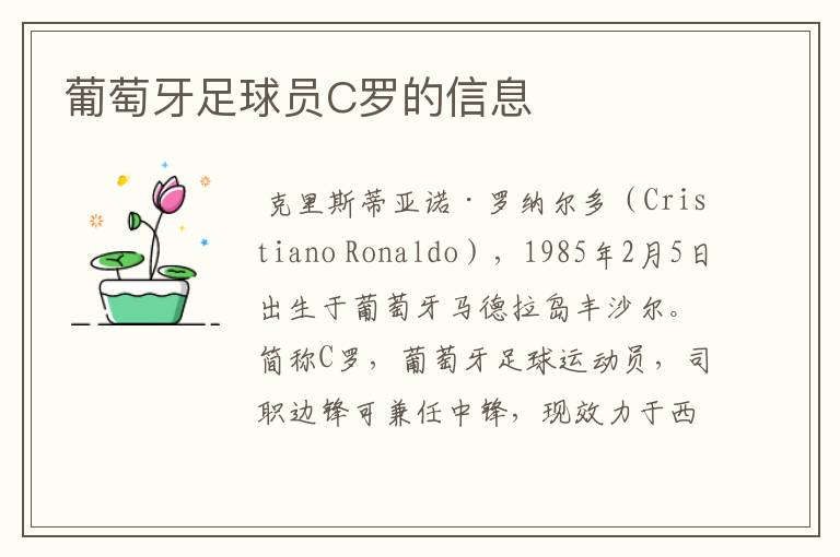 葡萄牙足球员C罗的信息