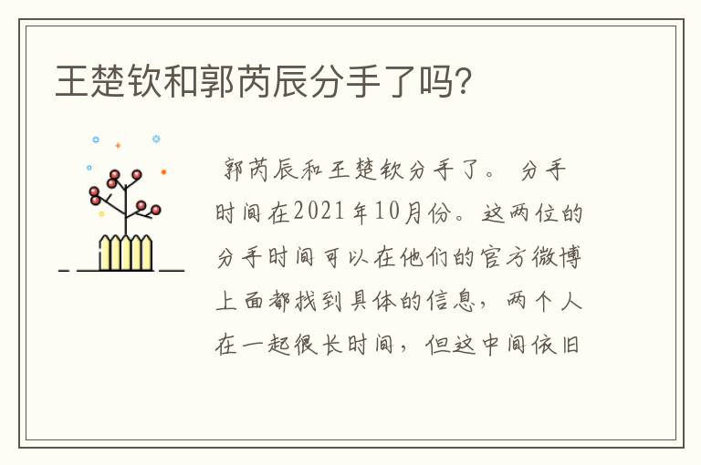 王楚钦和郭芮辰分手了吗?