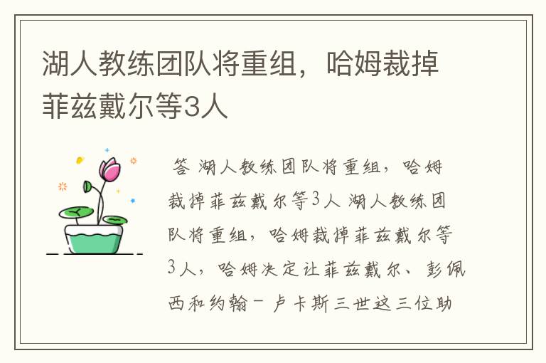 湖人教练团队将重组,哈姆裁掉菲兹戴尔等3人