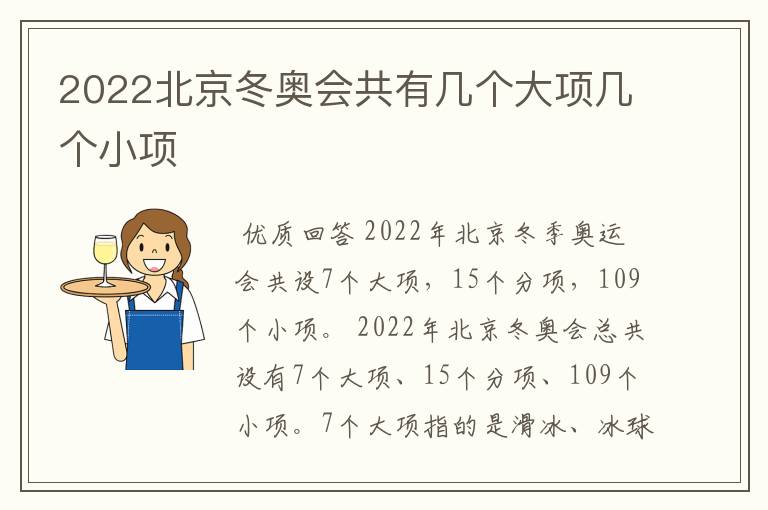 2022北京冬奥会共有几个大项几个小项