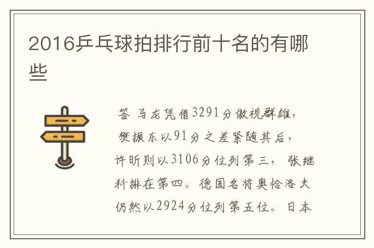 2016乒乓球拍排行前十名的有哪些