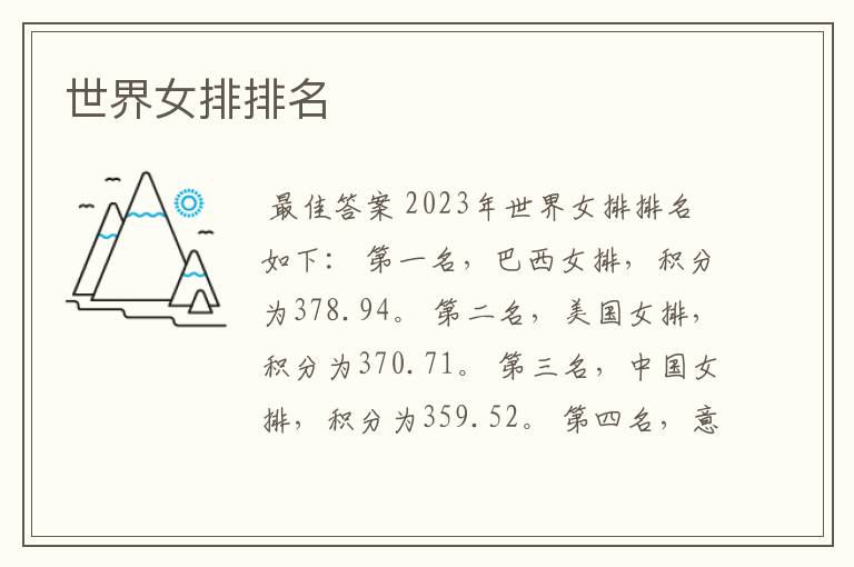 世界女排排名