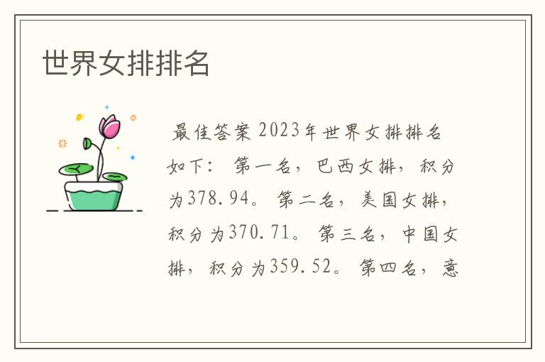 世界女排排名