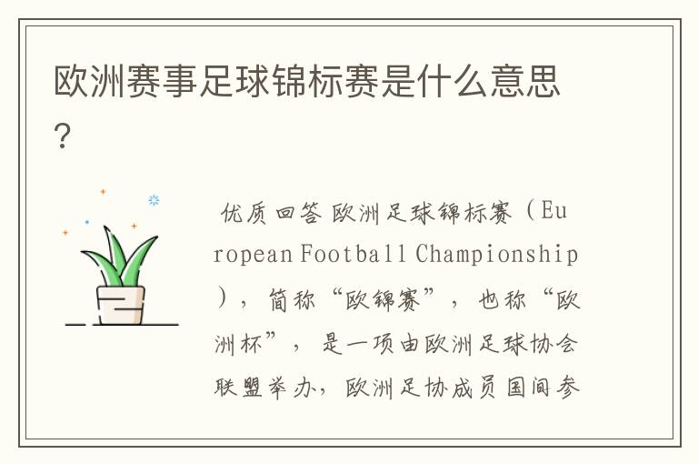 欧洲赛事足球锦标赛是什么意思?