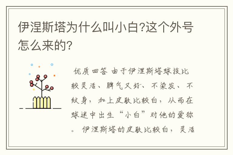 伊涅斯塔为什么叫小白?这个外号怎么来的?