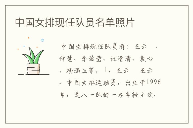 中国女排现任队员名单照片