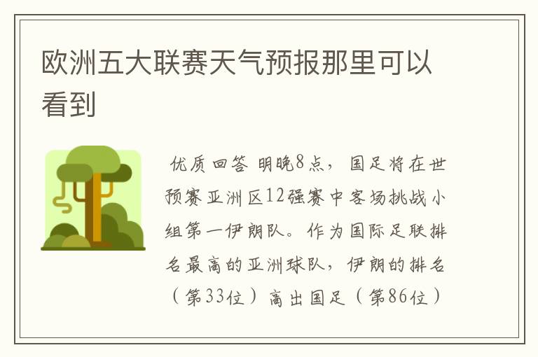 欧洲五大联赛天气预报那里可以看到
