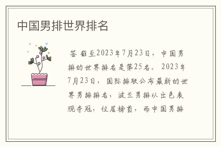 中国男排世界排名