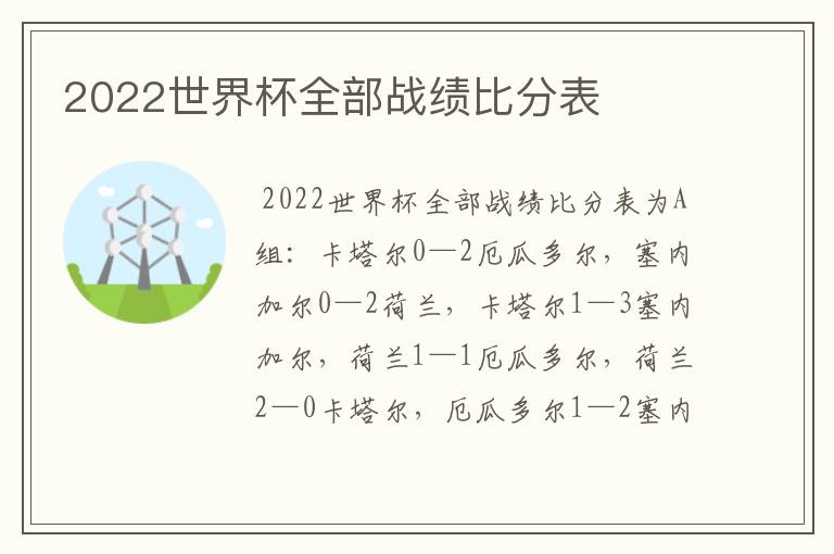 2022世界杯全部战绩比分表