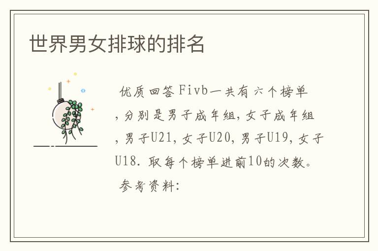 世界男女排球的排名
