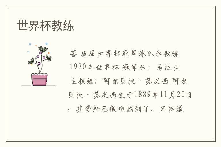 世界杯教练