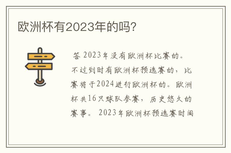 欧洲杯有2023年的吗?