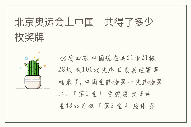 北京奥运会上中国一共得了多少枚奖牌