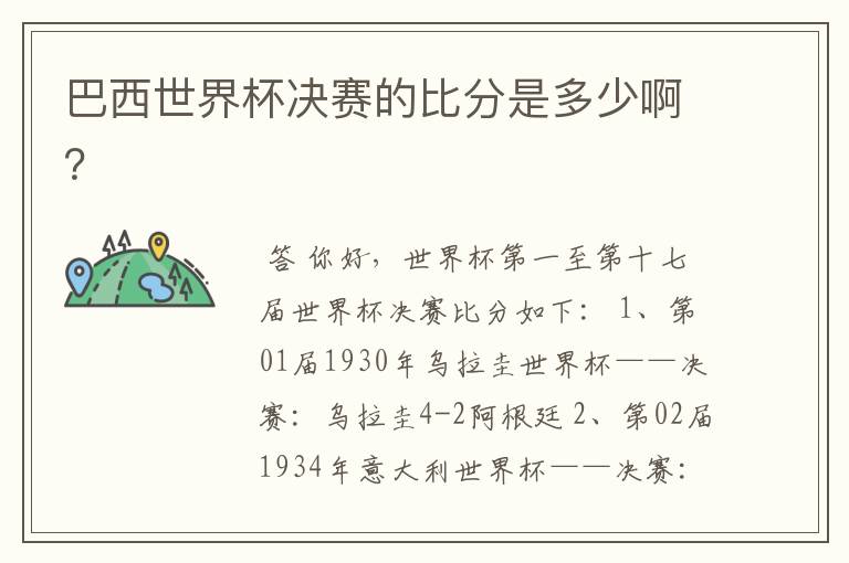 巴西世界杯决赛的比分是多少啊?