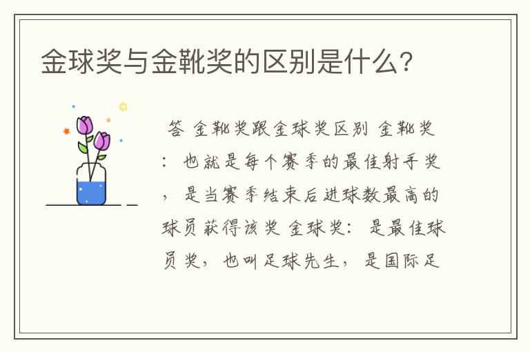 金球奖与金靴奖的区别是什么?