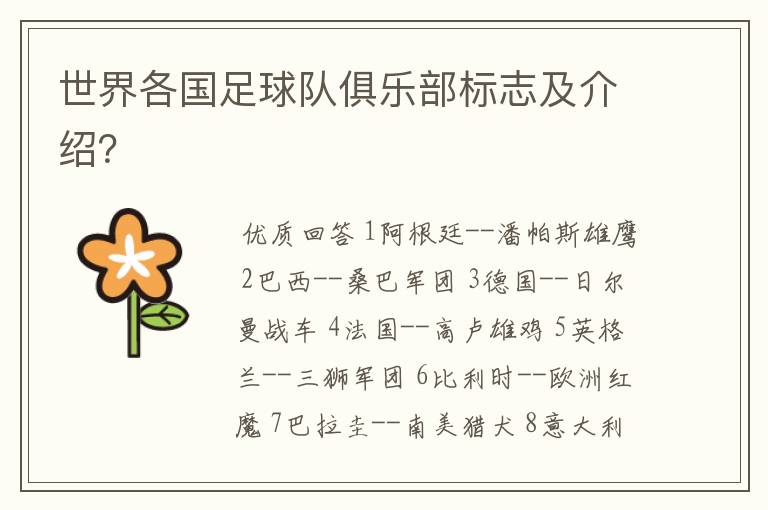 世界各国足球队俱乐部标志及介绍?