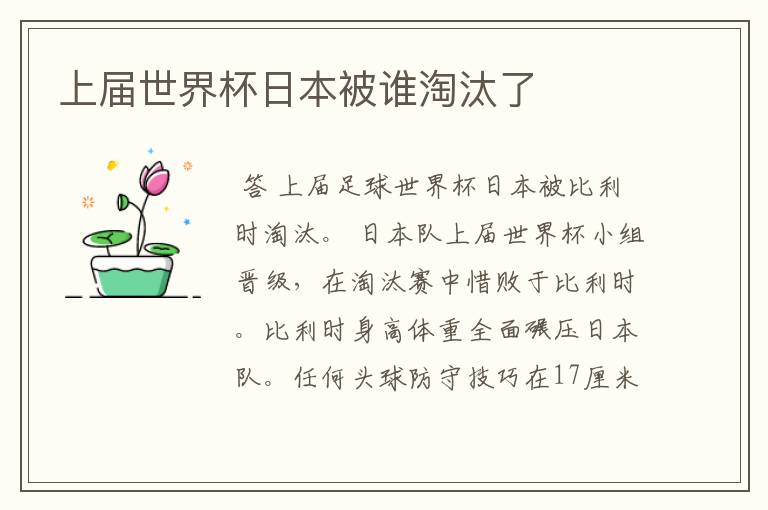 上届世界杯日本被谁淘汰了