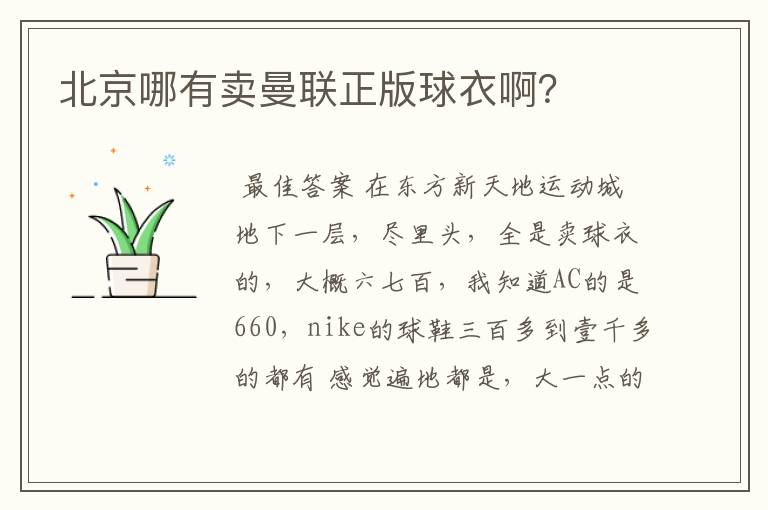 北京哪有卖曼联正版球衣啊?