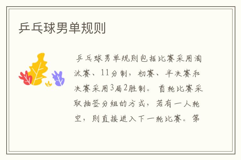 乒乓球男单规则