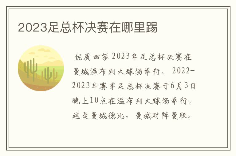 2023足总杯决赛在哪里踢