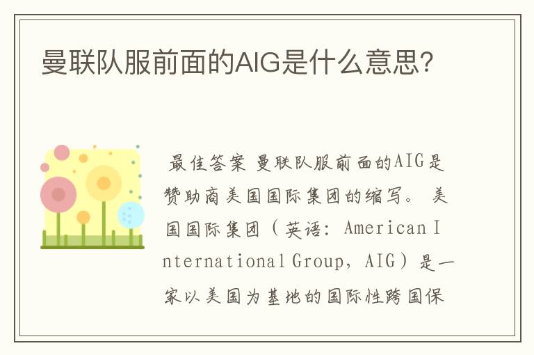 曼联队服前面的AIG是什么意思?