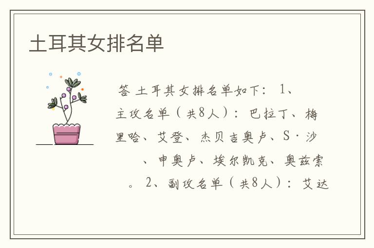 土耳其女排名单