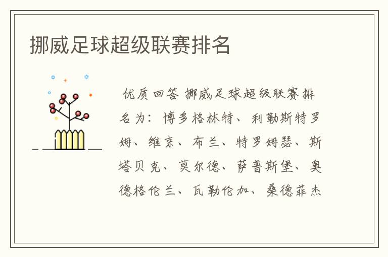 挪威足球超级联赛排名