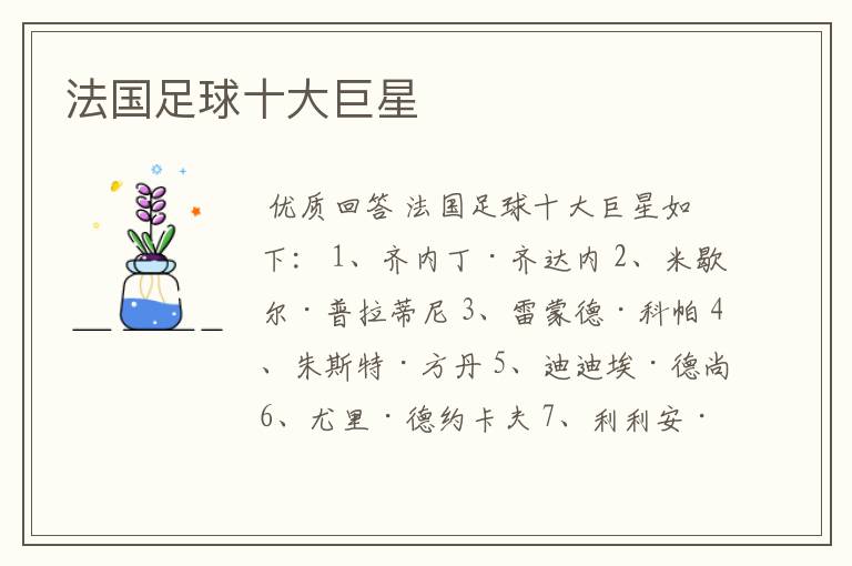 法国足球十大巨星