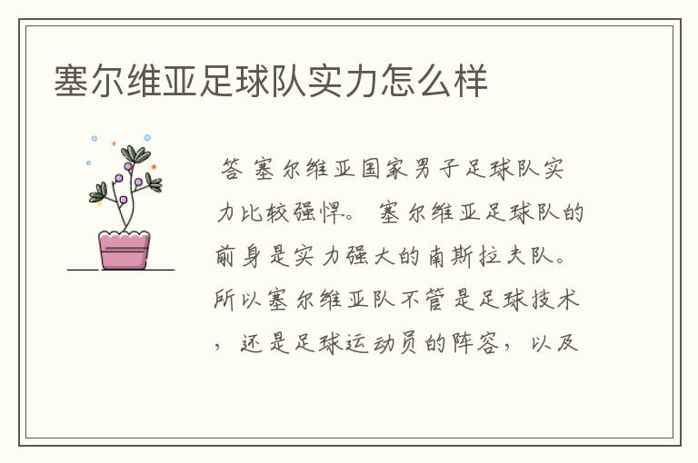塞尔维亚足球队实力怎么样