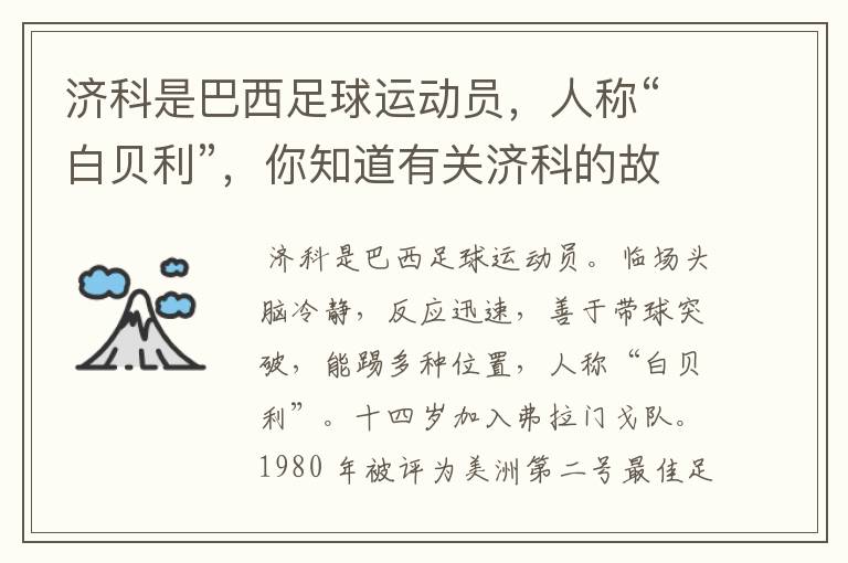 济科是巴西足球运动员,人称“白贝利”,你知道有关济科的故事吗?