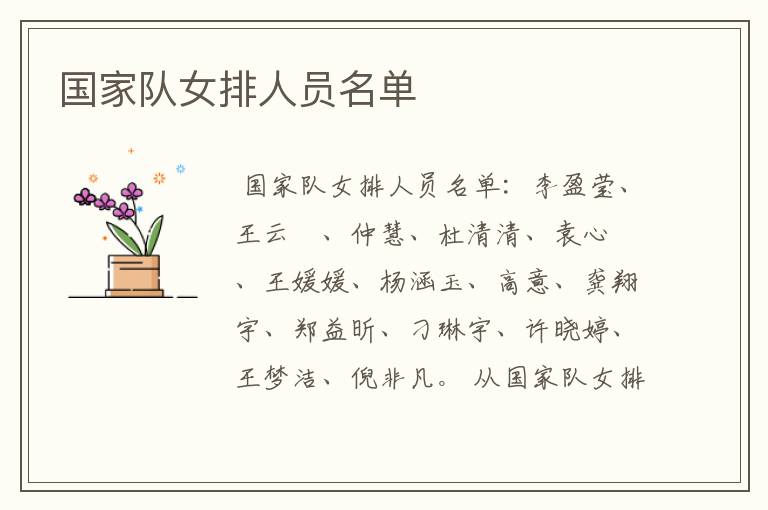 国家队女排人员名单