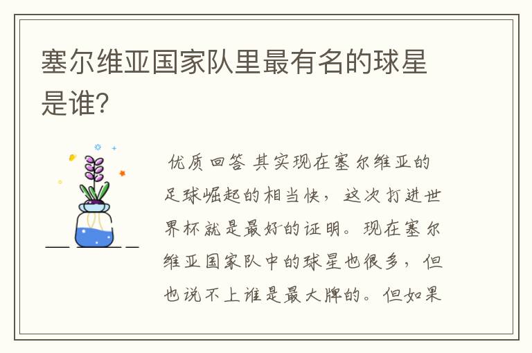 塞尔维亚国家队里最有名的球星是谁?