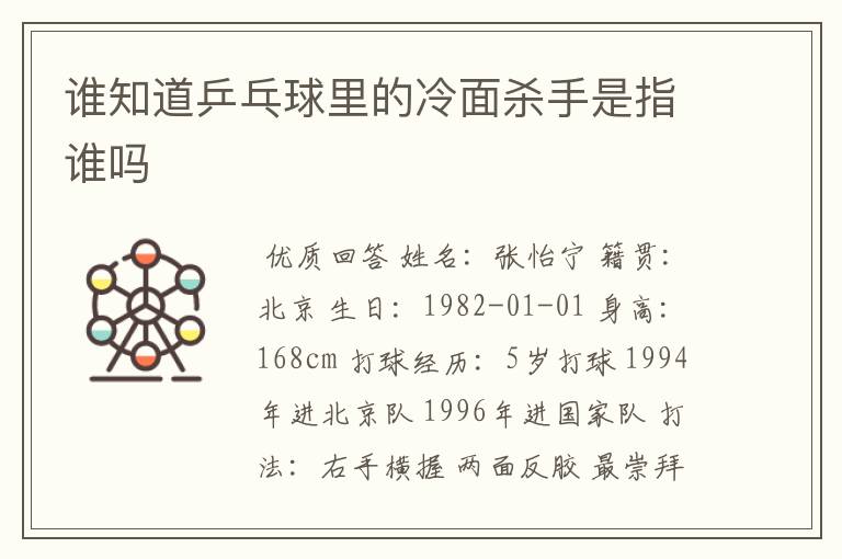 谁知道乒乓球里的冷面杀手是指谁吗