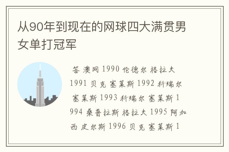 从90年到现在的网球四大满贯男女单打冠军
