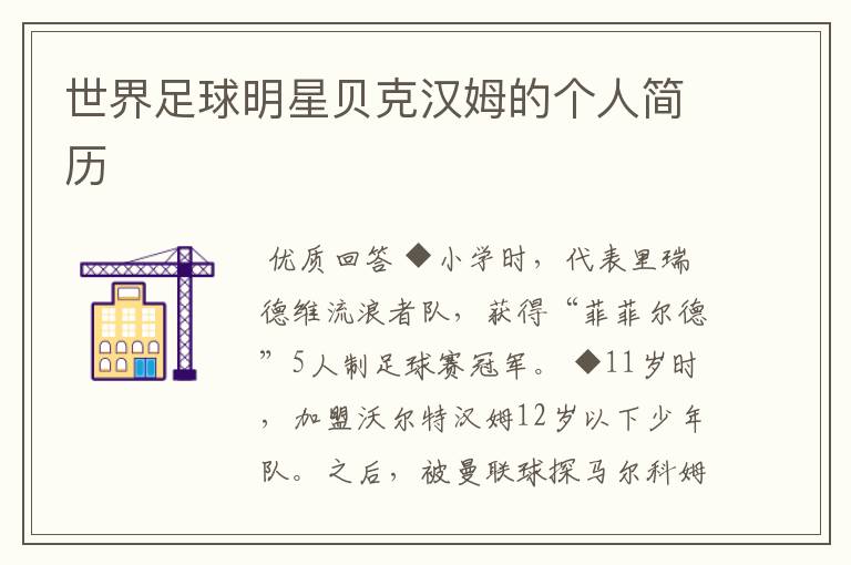 世界足球明星贝克汉姆的个人简历