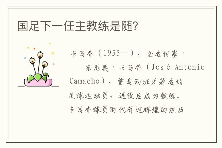 国足下一任主教练是随?