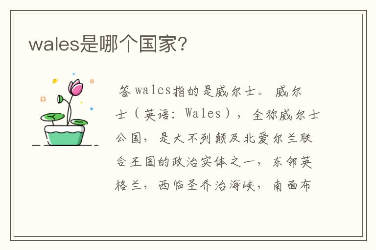 wales是哪个国家?