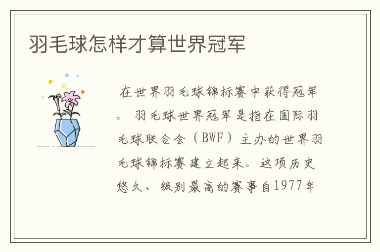 羽毛球怎样才算世界冠军